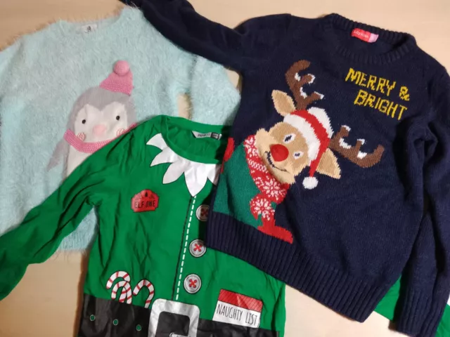 Girls Christmas Bundle Age 5-6 Years Jumpers T Shirt Elf