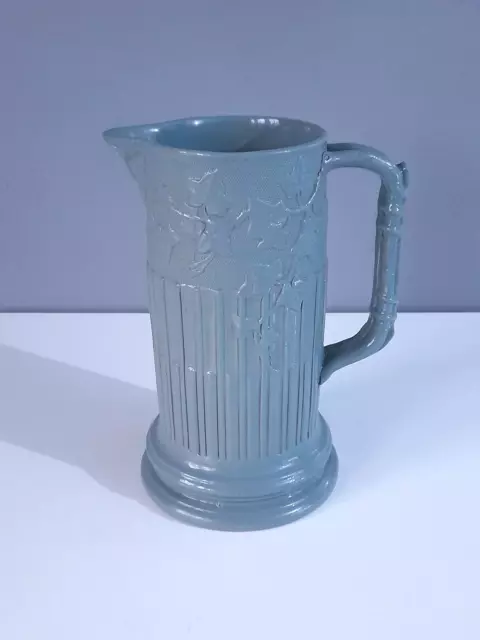 William Brownfield & Son Sisyphus Relief Moulded Duck Egg Blue Jug With Ivy