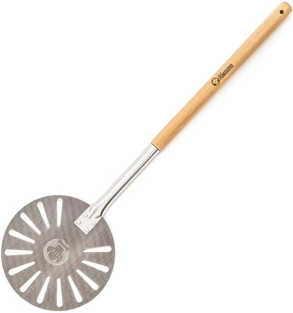 Aluminum 9-Inch Turning Pizza Peel with Detachable Wood Handle for Easy Storage,