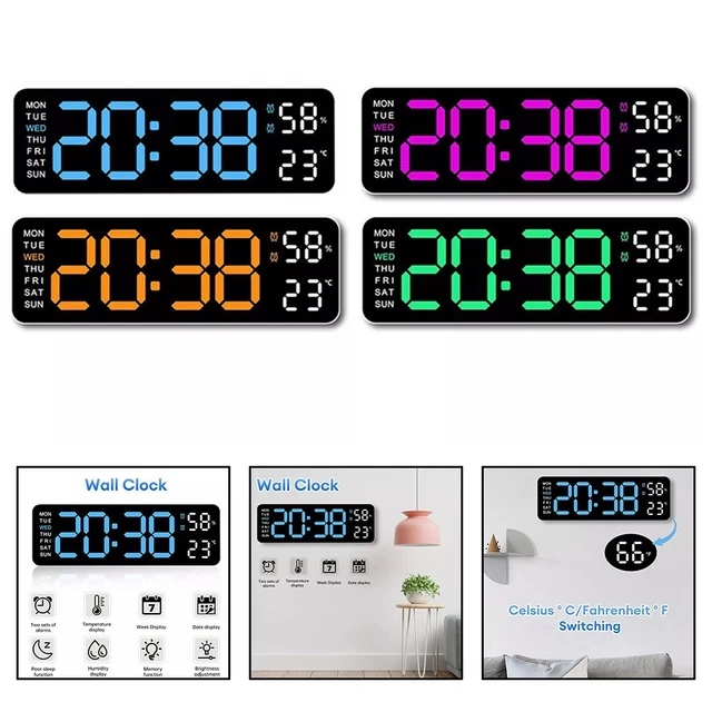 SLEEK AND COMPACT LED Digital Clock with Calendar & Temperature Display ...