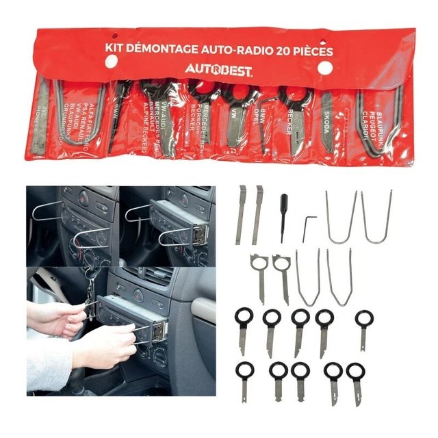Kit Démontage Autoradio 38 Pièces - Outils Universels Extraction Radio Voiture, Fer Galvanisé, étui De Rangement - 2