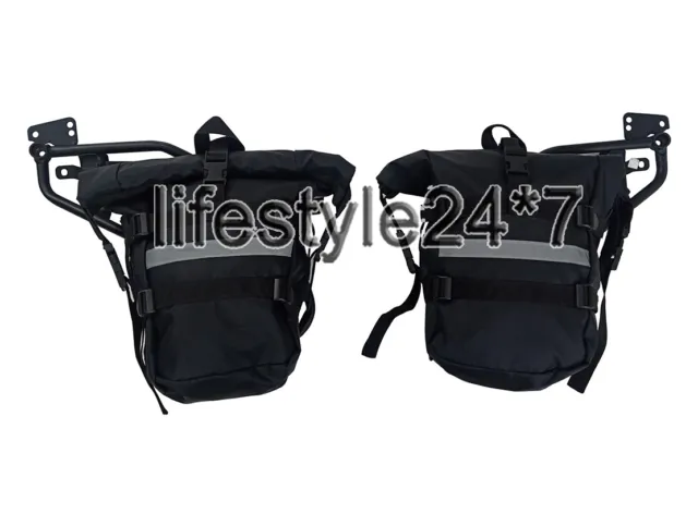 For Royal Enfield "D1 Top Frame Canvas Luggage Bags Pair Black" For Himalayan