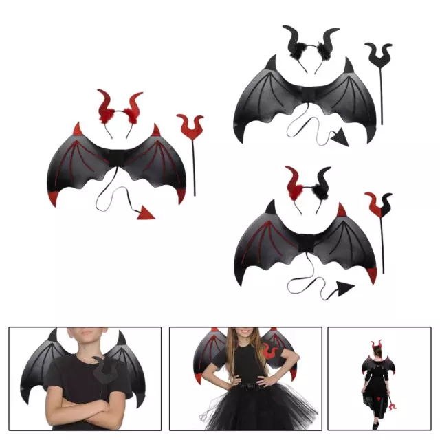 Costume Da  di Halloween con Corna Da  Uomo Donna Ala Da  Accessori per Costumi