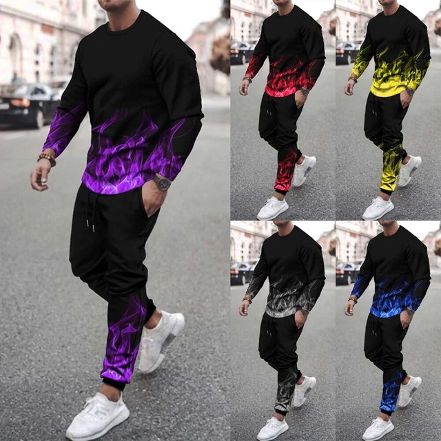 Tuta da Uomo Top + Pantaloni Autunno Abbigliamento Comodo Abiti Poliestere