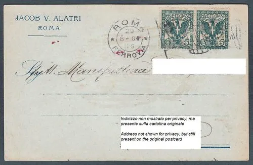 ROMA CITTÀ 45a TESSUTI - TELERIE Cartolina COMMERCIALE viaggiata 1904