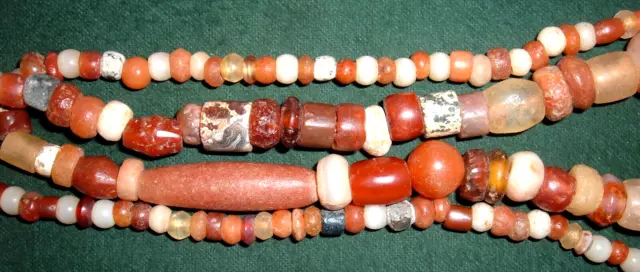 Long Strand 30" Colorful Sahara Neolithic Stone Beads, Ancient African Artifacts