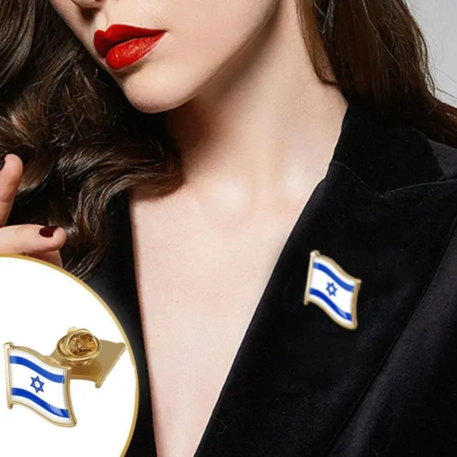 Israel Flag Brooch Star of David Israeli Jew Jewish Flag Metal-Lapel Pin Badge^