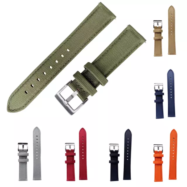 Watch Strap Band Two Piece Nylon Canvas Sailcloth Quick Release 20mm 22mm UK