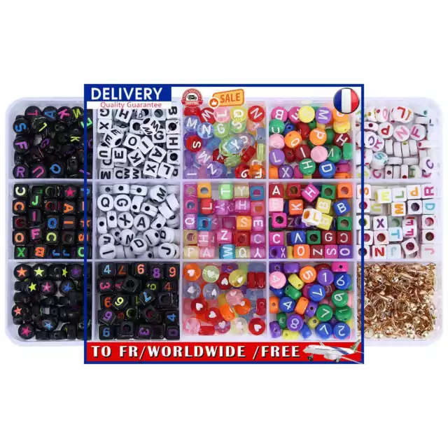 500pcs Mixed Square Alphabet Letter Beads for Bracelet Necklace Jewelry Making