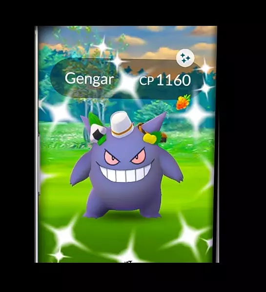 Pokemon GO shiny Pikachu and shiny Gengar wearing Tricks & Treats