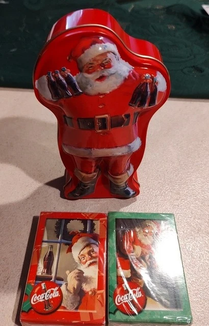 Coca Cola Vintage Coke Santa Claus Collector Tin with 2 Decks Playing Cards 1995