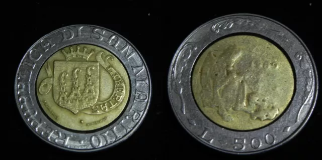 San Marino - moneta bimetallica da lire 500 - anno 1989 - qualità come da foto c