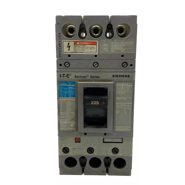 USED Siemens Sentron 250A 600VAC 3 Pole Type FD6 Circuit Breaker FD63F250