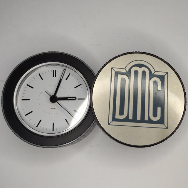 DMC Hong Kong 3.25" Quartz Analog Alarm Clock round Metal /travel alarm Vintage
