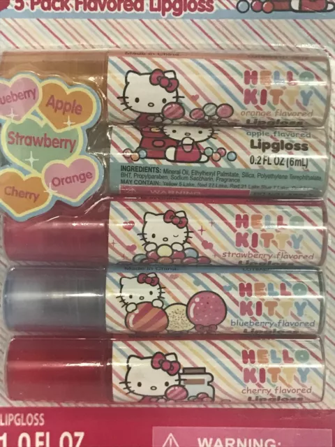 Sanrio HELLO KITTY Sweet & Scented Lip Gloss 5 Pack Assorted Fruity Flavors 2