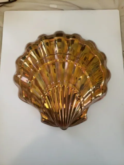 Vtg Copper Clam Shell Jello Mold Wall Hanging Tin Lined