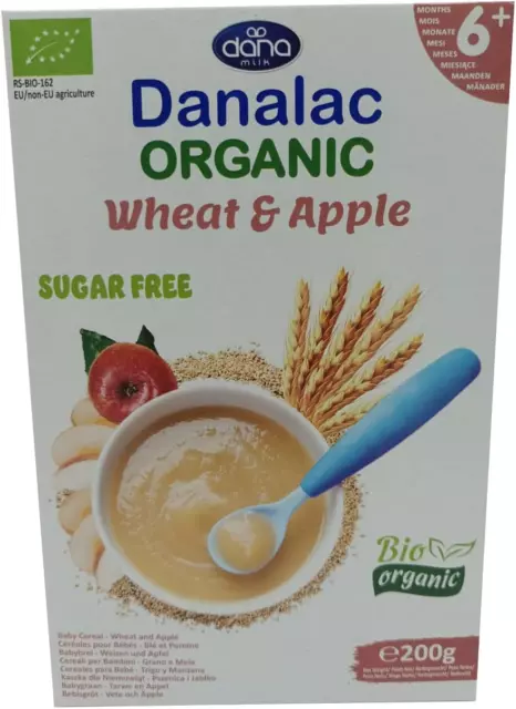 Cereali per bambini biologici Grano e Mela 200 Gram Porridge Senza Zucchero 6 Me