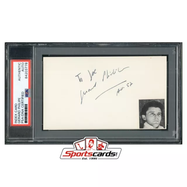 Gerard Philipe French Actor D.1959 Age 36 Signed 3" x 5" Index Card PSA/DNA Auto