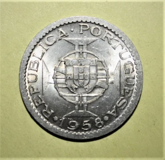 A5 - Portuguese India 1 Escudo 1958 Uncirculated Coin - Portugal
