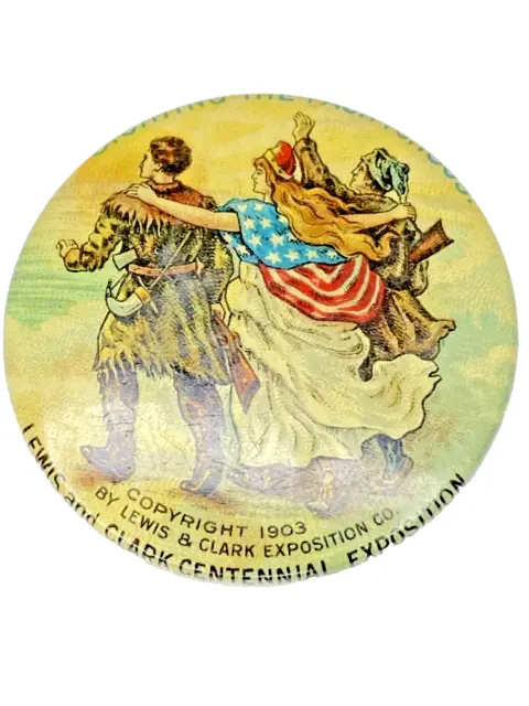 1905 Lewis & Clark Exposition Sighting Pacific 32mm pinback button- Portland, OR