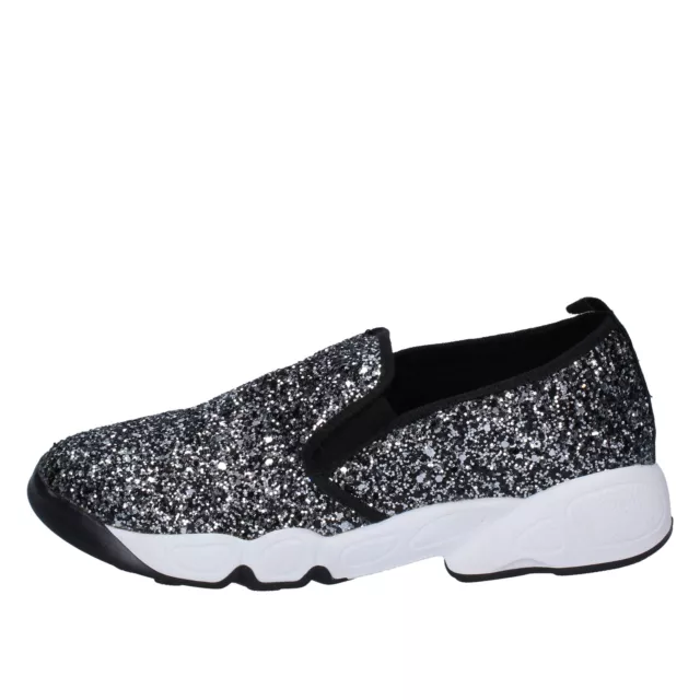 scarpe donna OLGA RUBINI slip on argento glitter BX788 2