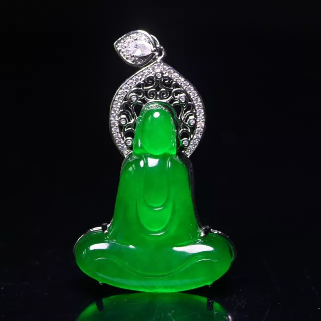 Natural Perfect High Ice Jade Jadeite Green Enlightenment Pendant Necklaces