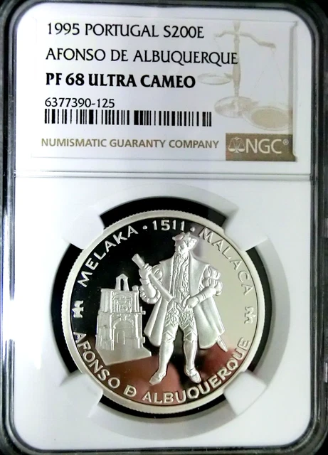 NGC PF68 UC-Portugal 1992 Afonso De Albuquerque Silver 200 E Super GEM PF Scarce