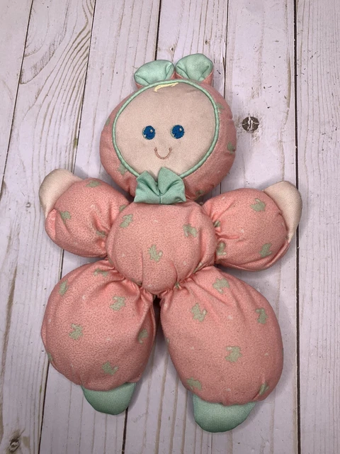 O 1989 Fisher Price Pink Slumber Babies Bunny Ears Doll Plush Vintage Lovey