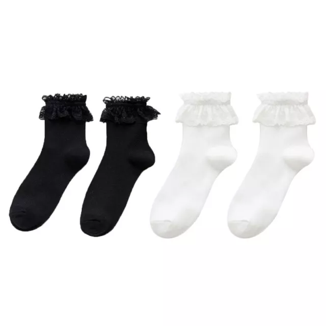 Japanese Mesh Crew Socks Sweet Ruffled Lace Frilly Hollow Cotton Hosiery