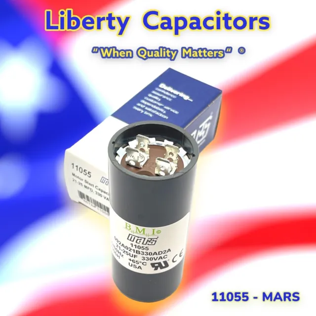 Mars 11055 Motor Start Capacitor 21-25 MFD 330VAC By Liberty Capacitors USA Made