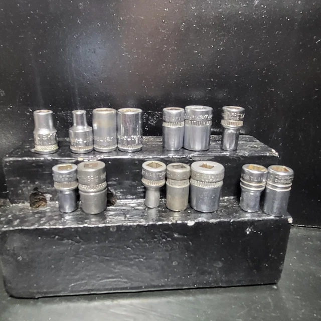 Vintage 1/4" Dr. USA made Sockets, W/ Knurling By INDESTRO/DURO, KRAEUTER & more