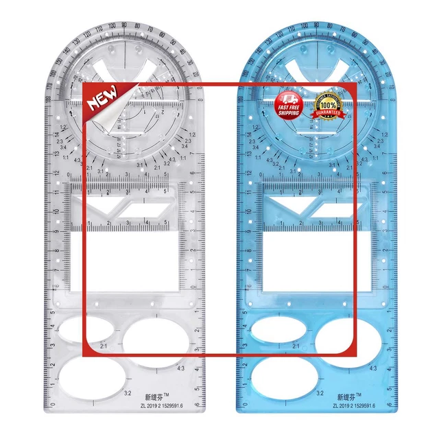 es Geometric Ruler - Craft Supplies Mathematics Drawing Ruler for DIY Card Craft