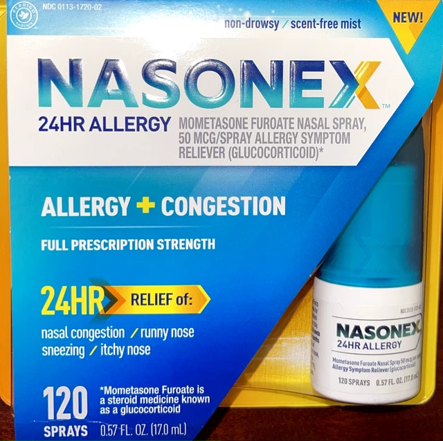 24HR ALLERGY + Congestion Nasal Spray Non Drowsy 120 sprays EXP 05/24