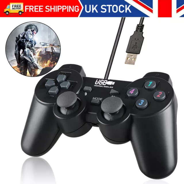 New USB Wired Black Game Controller for PS3 PlayStation Joy pad Game pad UK