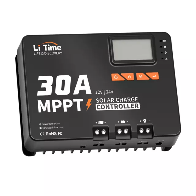 LiTime 30A MPPT 12V 24V Auto DC Input Solarladeregler Mit Bluetooth