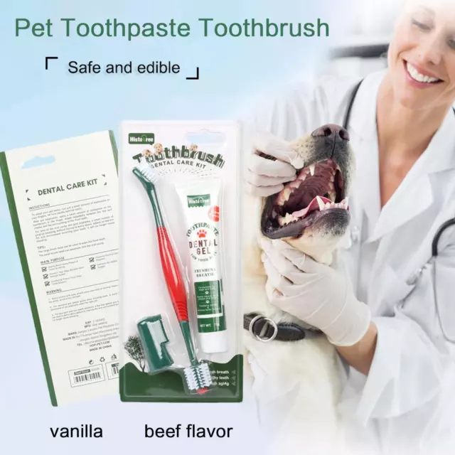 Pet Dog Cat Dental Care Toothbrush Toothpaste Kit Finger Clean Brush Mouth (η 3