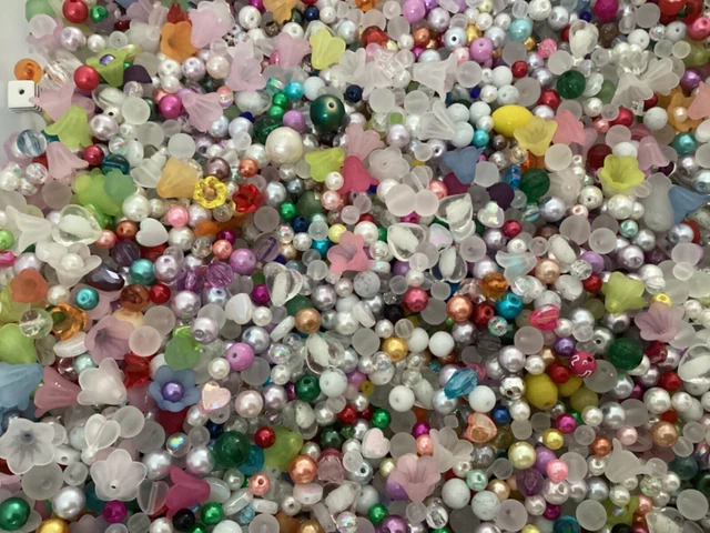 500g Mixed Job Lot GLASS and ACRYLIC BEADS 3mm -10mm Crafting Jewellery Making b