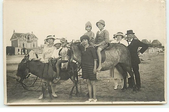 Carte Photo à localiser - Famille sur une plage, avec un ône et un cheval - Berc