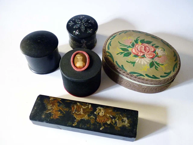 Lot 2 Boîtes à Bijoux Vintage Avec Clé - Tissu Rouge Et Bleu - Années 1950 - Occasion