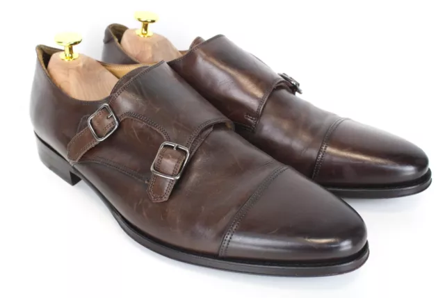 SUITSUPPLY Men Formal Shoes EU43 Brown Leather Double Monk Strap Blake-Stitched