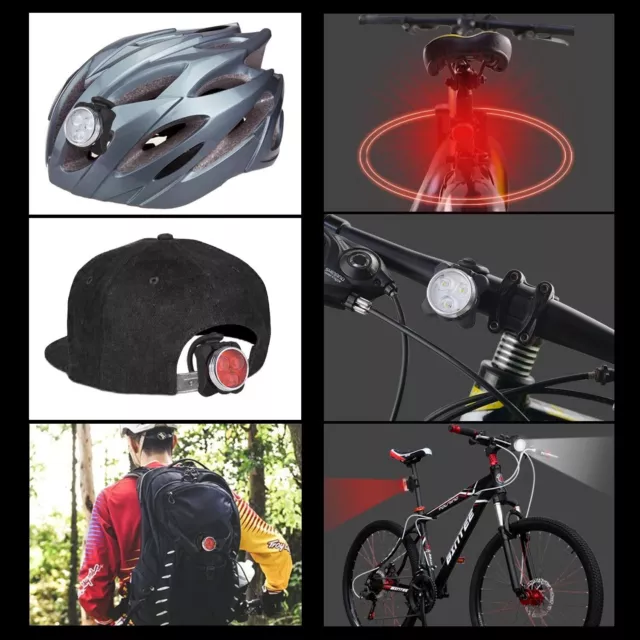 Waterproof Bicycle Bike Lights Front Rear Tail Light Lamp USB Rechargeable IPX4 3