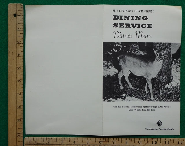 Erie Lackawanna RR ELRR Dining Car Menu Erie Lackawanna RR ELRR Dining Car Menu