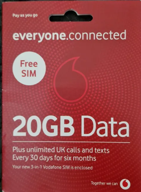 Vodafone Sim Prepagato con MINUTI ILLIMITATI e TESTI PIÙ DATI 20GB ogni mese