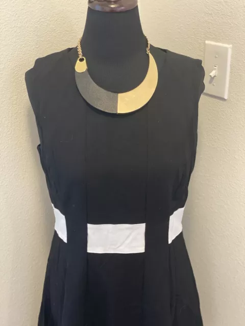 Robe Calvin Klein Colorblock Fit & Flare noire blanche sans manches extensible 10 2