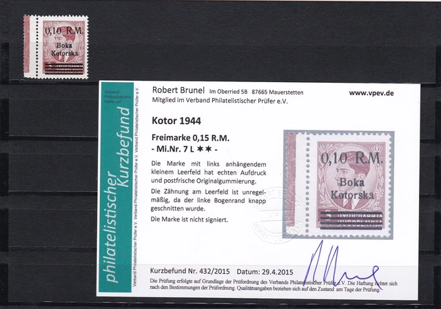 Besetzung II. WK: Kotor: MiNr. 7 L, postfrisch