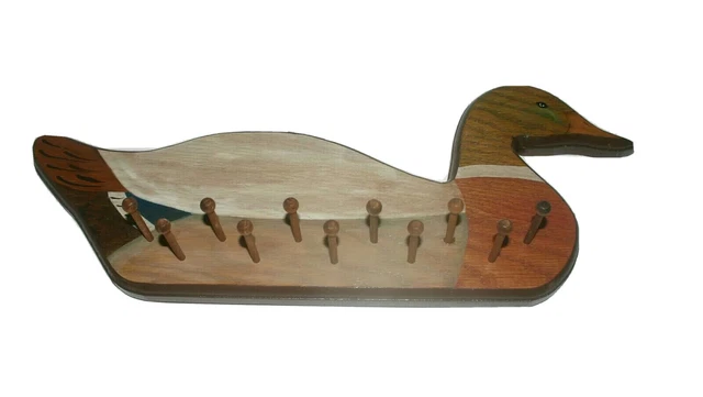 Vintage 1988 Wooden Duck Key Holder Wall Decor