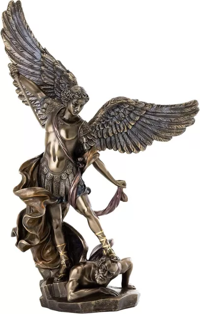 Cold Cast Bronze Saint Michael Tramples Demon Angle Figurine Home Decor