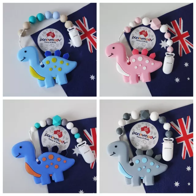 Dinosaur Baby Teething Toy Dummy Clip Teether Binky Holder Baby Shower Gift Z1