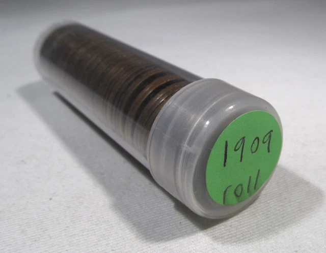 1909 Lincoln Wheat Cent Roll 50 Coins Old Dealer Stock AP85