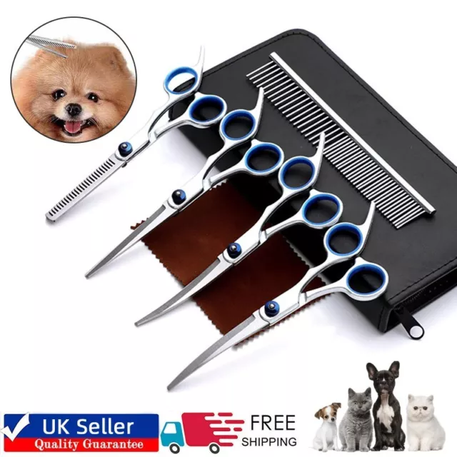 UK Professional Pet Hair Cutting Scissors Dog Grooming Kits Curved Shears Set 6"